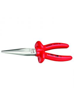 VDE needle nose pliers - dip insulated - straight - chrome plated