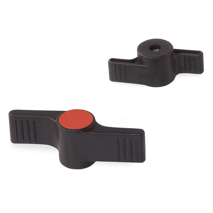 Wing Grips - u with mounted nut cover -. Ø 48 and 68 mm - thread M 6 and M 8 - black