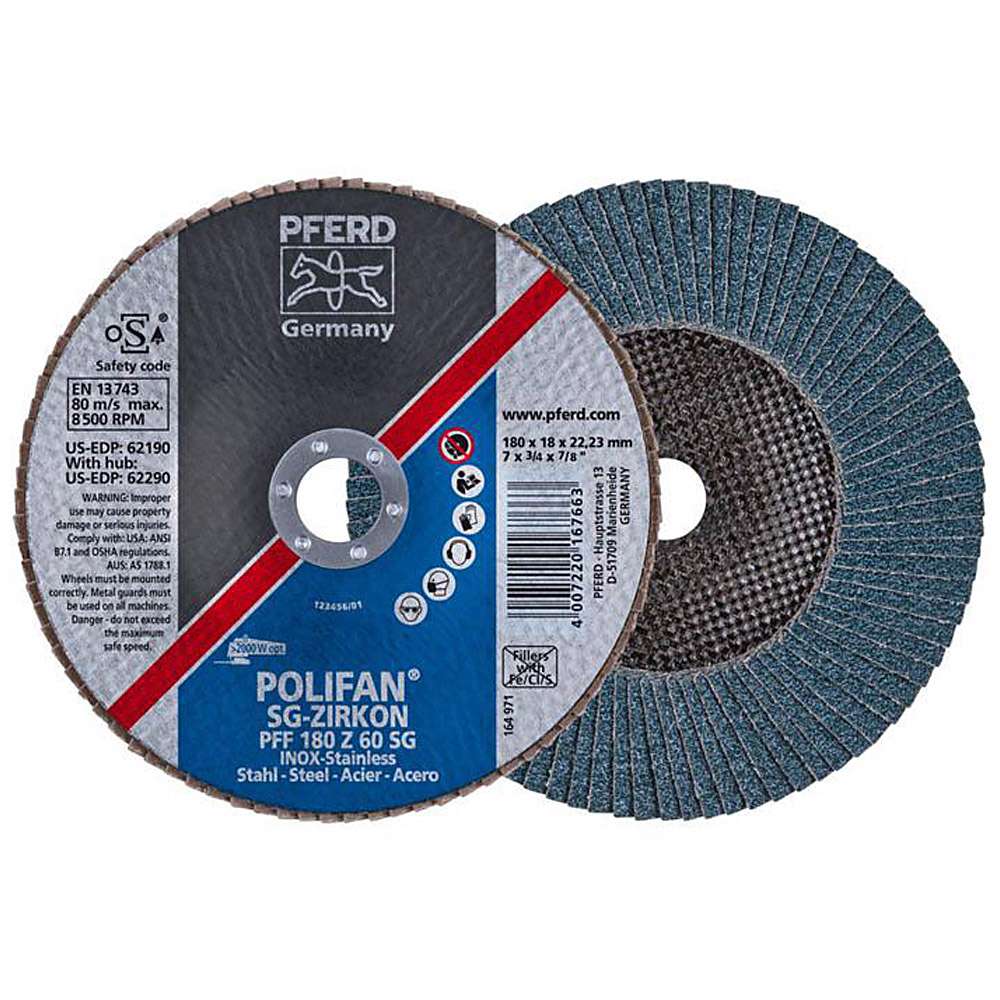 Disco lamellare - PFERD POLIFAN® - per acciaio / INOX - versione flat POWER - confezione da 10 pezzi - prezzo per confezione