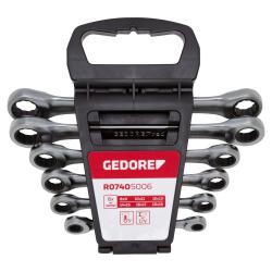 Gedore red double ratchet wrench set - 6-piece - SW 8 to 19 mm