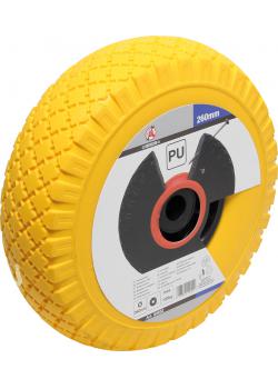 Polyuretanhjul - rør og luftfritt dekk - gul / svart - hjul Ã 260 mm - lastekapasitet opptil 100 kg